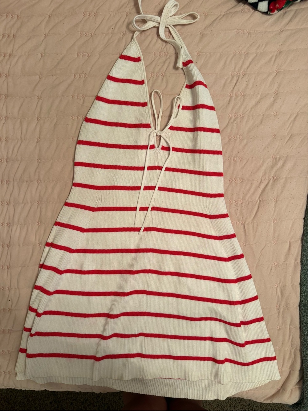 wild fable White and Red Striped Halter Mini Dress